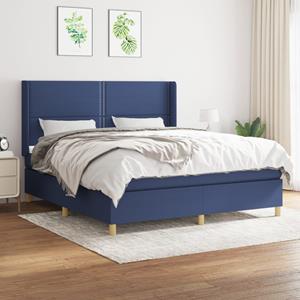 VidaXL Boxspring met matras stof blauw 160x200 cm