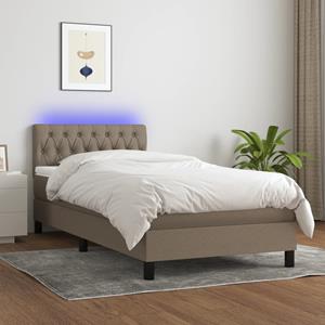 VidaXL Boxspring met matras en LED stof taupe 100x200 cm