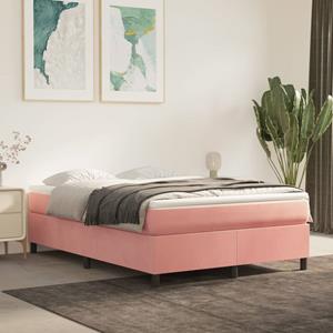 VidaXL Boxspring met matras fluweel roze 140x190 cm