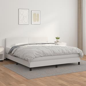 VidaXL Boxspring met matras kunstleer wit 180x200 cm