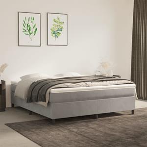 VidaXL Boxspring met matras fluweel lichtgrijs 160x200 cm