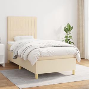 VidaXL Boxspring met matras stof crèmekleurig 90x190 cm