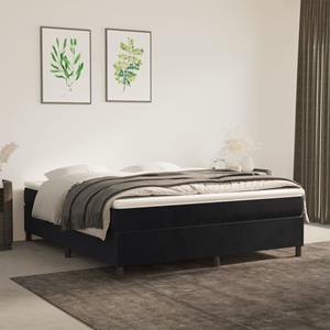 VidaXL Boxspring met matras fluweel zwart 160x200 cm