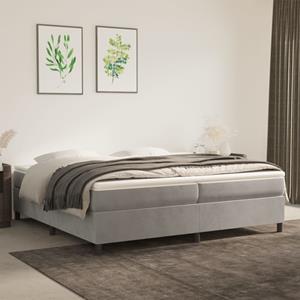 VidaXL Boxspring met matras fluweel lichtgrijs 200x200 cm