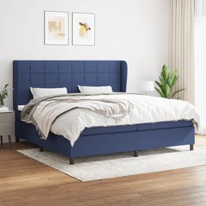 VidaXL Boxspring met matras stof blauw 200x200 cm