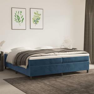 VidaXL Boxspring met matras fluweel donkerblauw 200x200 cm