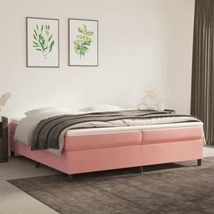 VidaXL Boxspring met matras fluweel roze 200x200 cm