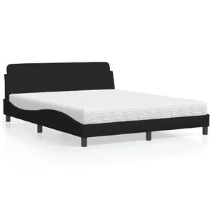 VidaXL Bed met matras stof zwart 160x200 cm
