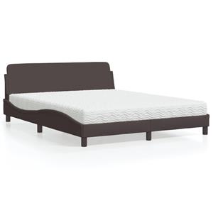 VidaXL Bed met matras stof donkerbruin 160x200 cm