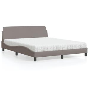 VidaXL Bed met matras stof taupe 160x200 cm
