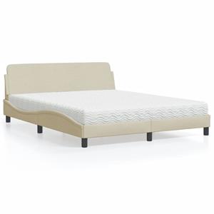 VidaXL Bed met matras stof crèmekleurig 160x200 cm