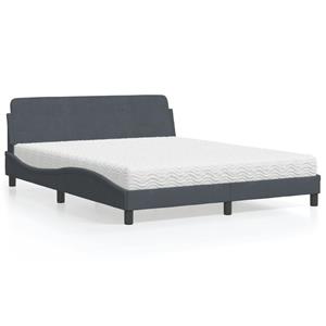VidaXL Bed met matras fluweel donkergrijs 160x200 cm