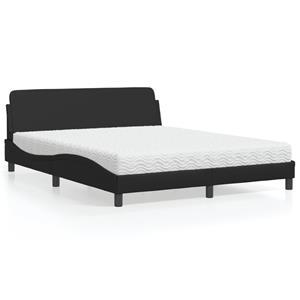 VidaXL Bed met matras kunstleer zwart 160x200 cm
