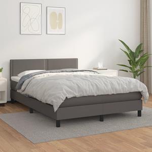 VidaXL Boxspring met matras kunstleer grijs 140x190 cm