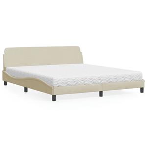 VidaXL Bed met matras stof crèmekleurig 180x200 cm