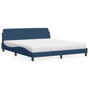 VidaXL Bed met matras stof blauw 180x200 cm
