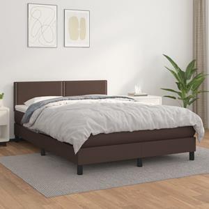 VidaXL Boxspring met matras kunstleer bruin 140x200 cm