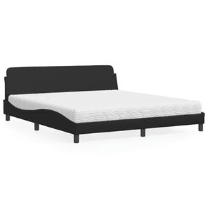 VidaXL Bed met matras kunstleer zwart 180x200 cm