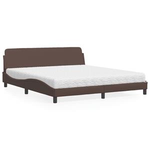 VidaXL Bed met matras kunstleer bruin 180x200 cm