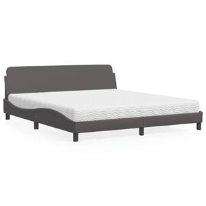 VidaXL Bed met matras kunstleer grijs 180x200 cm