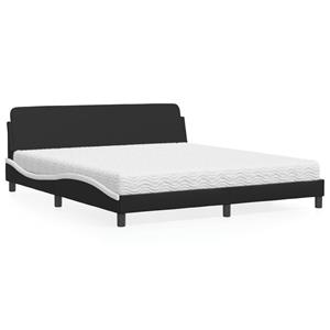 VidaXL Bed met matras kunstleer zwart en wit 180x200 cm