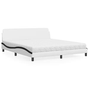 VidaXL Bed met matras kunstleer wit en zwart 180x200 cm