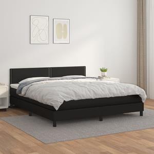 VidaXL Boxspring met matras kunstleer zwart 160x200 cm