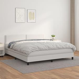 VidaXL Boxspring met matras kunstleer wit 160x200 cm