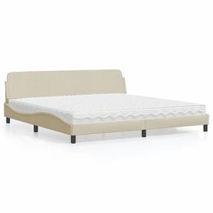 VidaXL Bed met matras stof crèmekleurig 200x200 cm