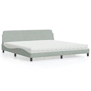 VidaXL Bed met matras fluweel lichtgrijs 200x200 cm