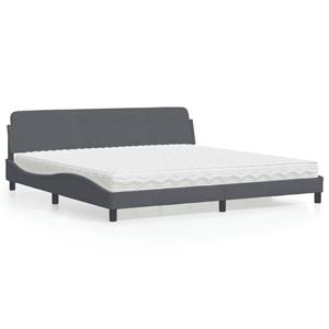 VidaXL Bed met matras fluweel donkergrijs 200x200 cm