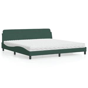 VidaXL Bed met matras fluweel donkergroen 200x200 cm