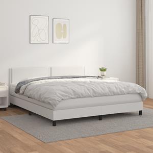 VidaXL Boxspring met matras kunstleer wit 180x200 cm