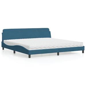 VidaXL Bed met matras fluweel blauw 200x200 cm