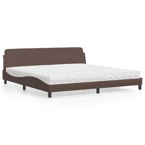 VidaXL Bed met matras kunstleer bruin 200x200 cm