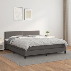 VidaXL Boxspring met matras kunstleer grijs 180x200 cm