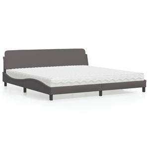 VidaXL Bed met matras kunstleer grijs 200x200 cm