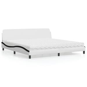 VidaXL Bed met matras kunstleer wit en zwart 200x200 cm