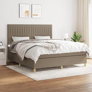 VidaXL Boxspring met matras stof taupe 160x200 cm