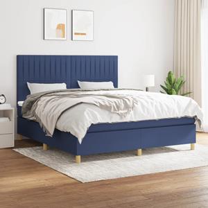 VidaXL Boxspring met matras stof blauw 160x200 cm