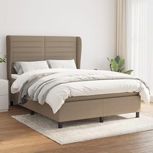 VidaXL Boxspring met matras stof taupe 140x190 cm