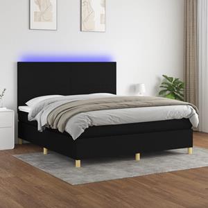 VidaXL Boxspring met matras en LED stof zwart 180x200 cm