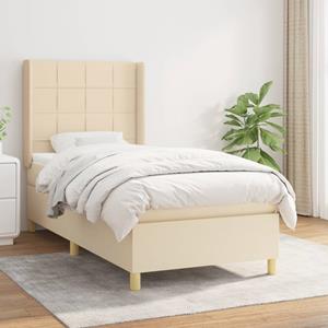 VidaXL Boxspring met matras stof crèmekleurig 90x190 cm