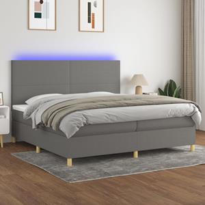 VidaXL Boxspring met matras en LED stof donkergrijs 200x200 cm