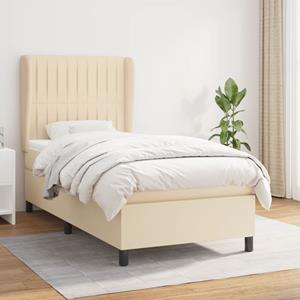 VidaXL Boxspring met matras stof crèmekleurig 90x190 cm