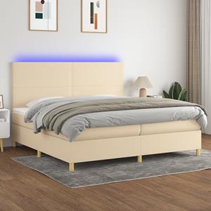 VidaXL Boxspring met matras en LED stof crèmekleurig 200x200 cm