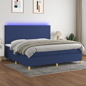 VidaXL Boxspring met matras en LED stof blauw 200x200 cm