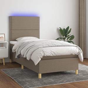 VidaXL Boxspring met matras en LED stof taupe 80x200 cm