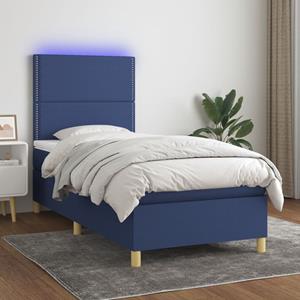 VidaXL Boxspring met matras en LED stof blauw 80x200 cm