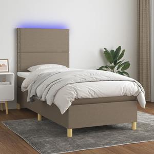 VidaXL Boxspring met matras en LED stof taupe 90x190 cm